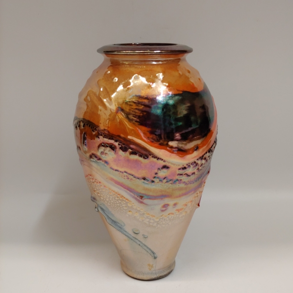 #221177 Raku Vase 3x Fired 7.25x4 $32 at Hunter Wolff Gallery